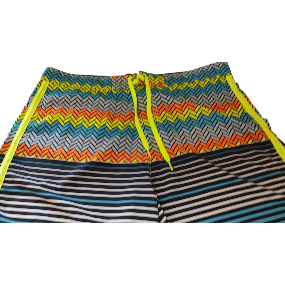 OP Ocean Pacific Stretch Board Shorts Neon Multicolor Pocket Mens Size 40‎